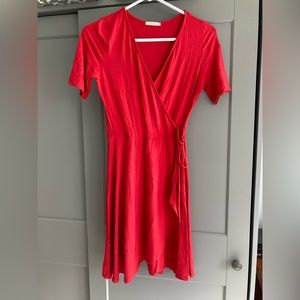 Red wrap dress